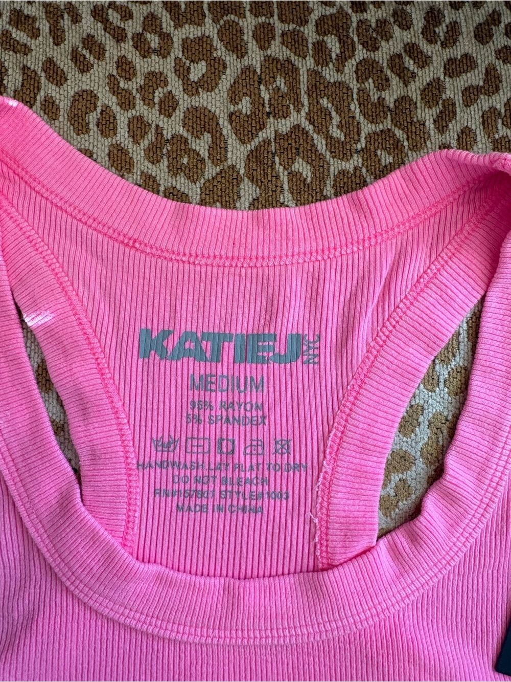 Katie J NYC Bright Pink Ribbed Racerback Tank - Picture 4 of 7
